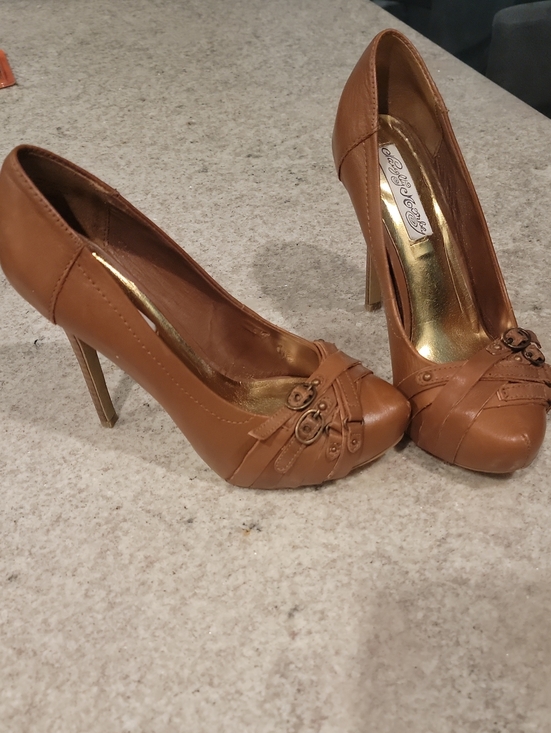 naughty monkey Shoes - Naughty Monkey Tan High Heel Pumps